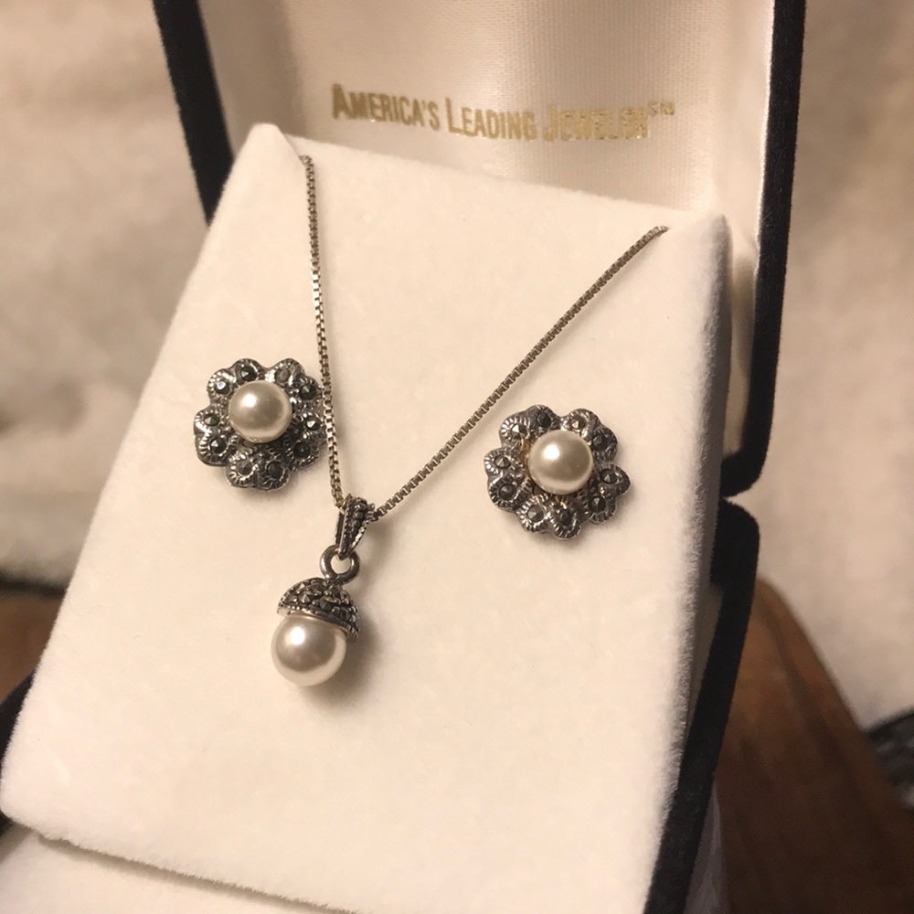 Marcasite and Pearl Set